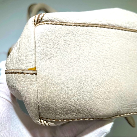 FOSSIL Bag & FREE Wallet, Tate Dome Shoulder Satchel, Cream and Green Wallet - Picture 12 of 17